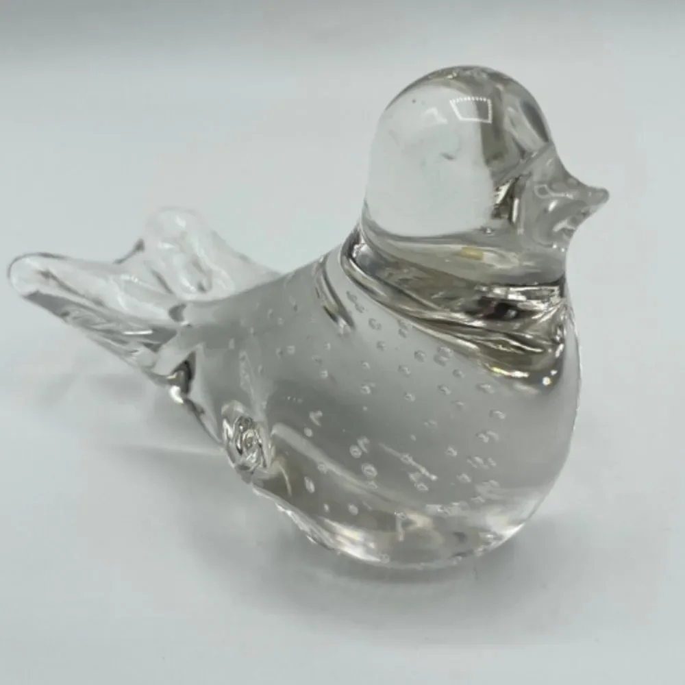 Vintage Clear Art Glass Bird Figure Figurine